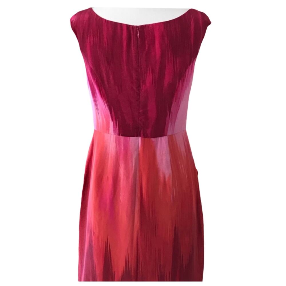 BETH BOWLEY Ombre Silk Dress Sheath Red Boat Neck Short Sleeves Pockets 8 NWT - Picture 7 of 9